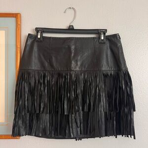 Stetson Black Fringe Leather Skirt